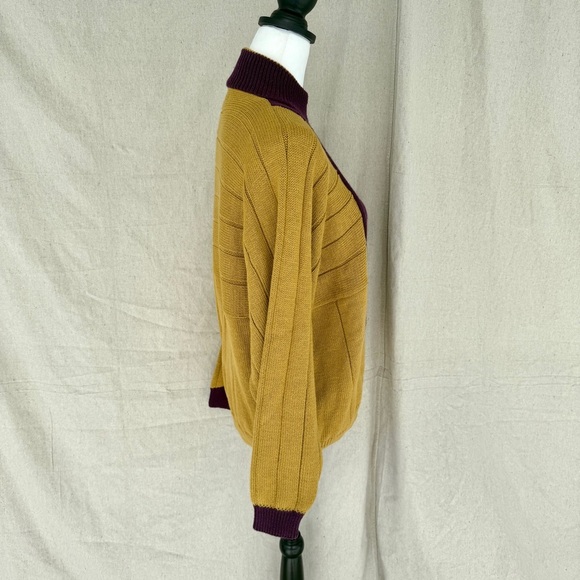 Vintage Rhyner Designs St. Andrews Golf Mustard Yellow/Purple Sweater Size M - Picture 6 of 7